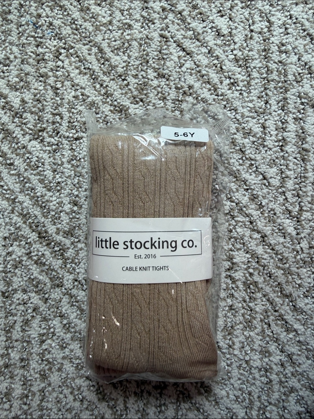 little stocking co. Kids Cable Knit Tights in Tan